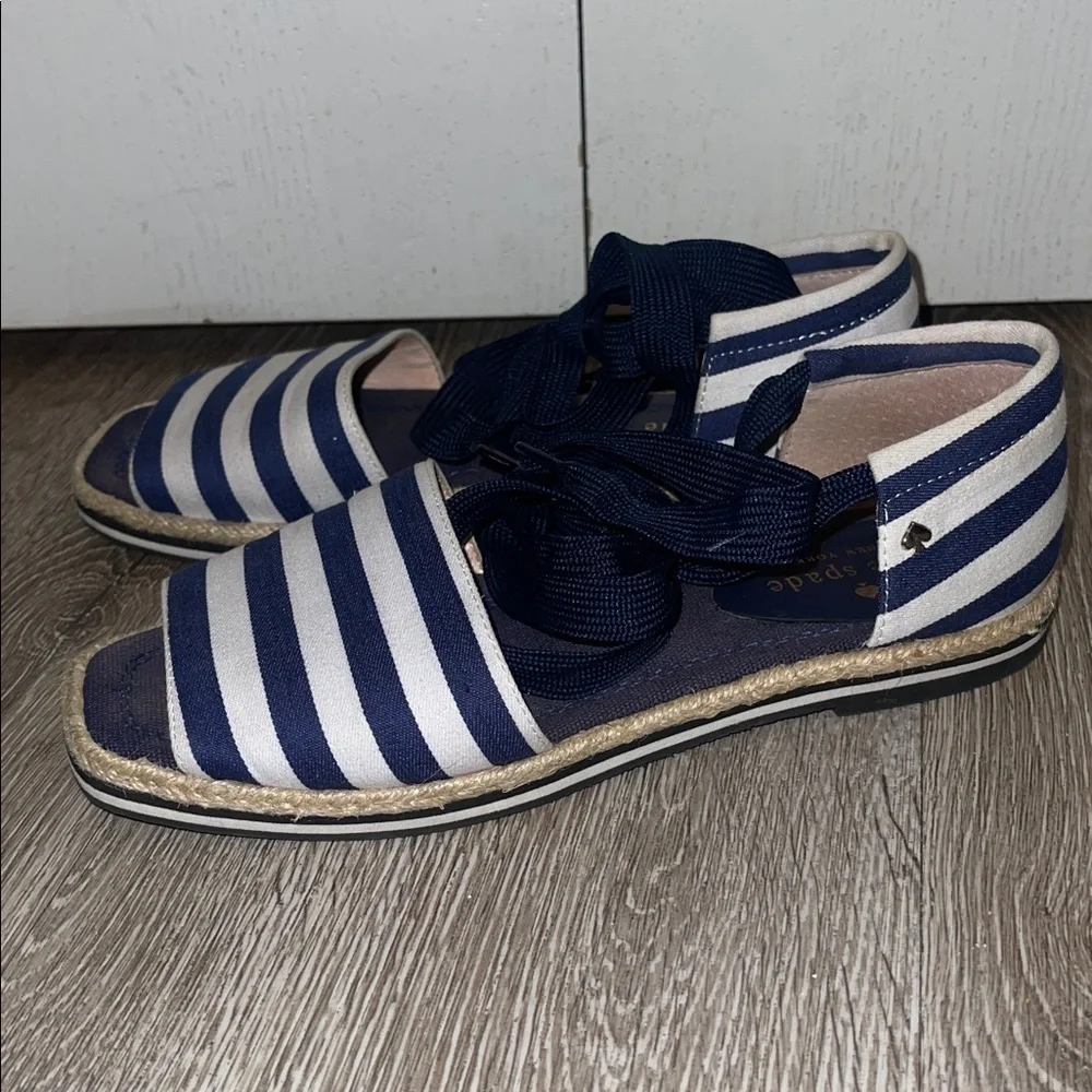 Kate spade chandra Navy Striped Women's Sandals size 6 espadrilles summer beach